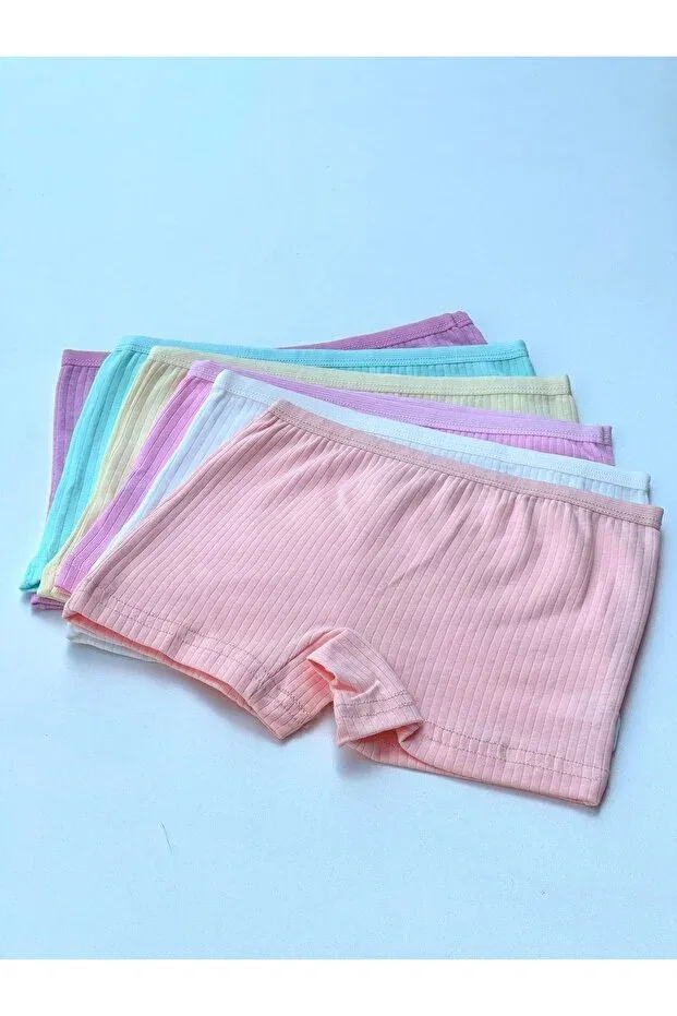Детский комплект боксеров для девочек 6 штук Ribbed Pastel Color Katmirra, 440 Pastel