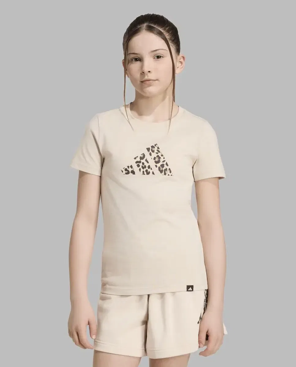 Детская футболка для девочек с принтом Animal adidas, Beige