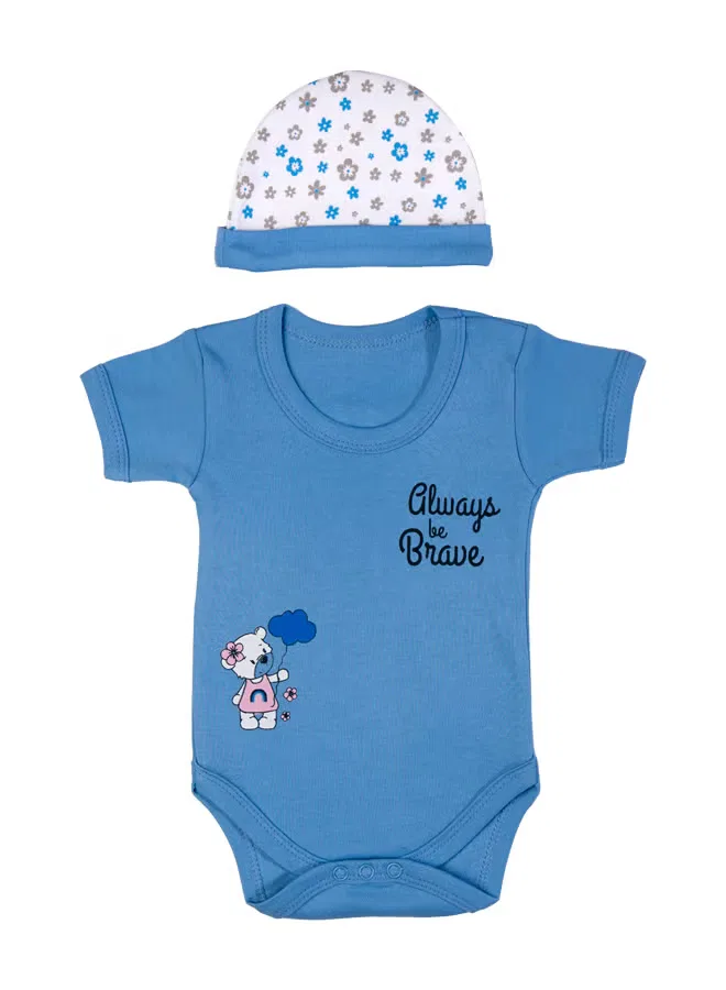 Комплект из 5 предметов для малышей с принтом Always Be Brave Babies Basic, голубой — фото 4