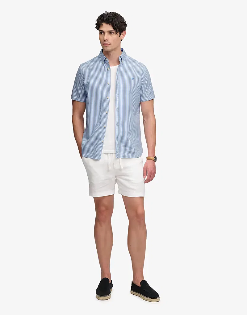Рубашка Superdry Preppy Oxford с коротким рукавом, небесно-голубая в полоску — фото 3