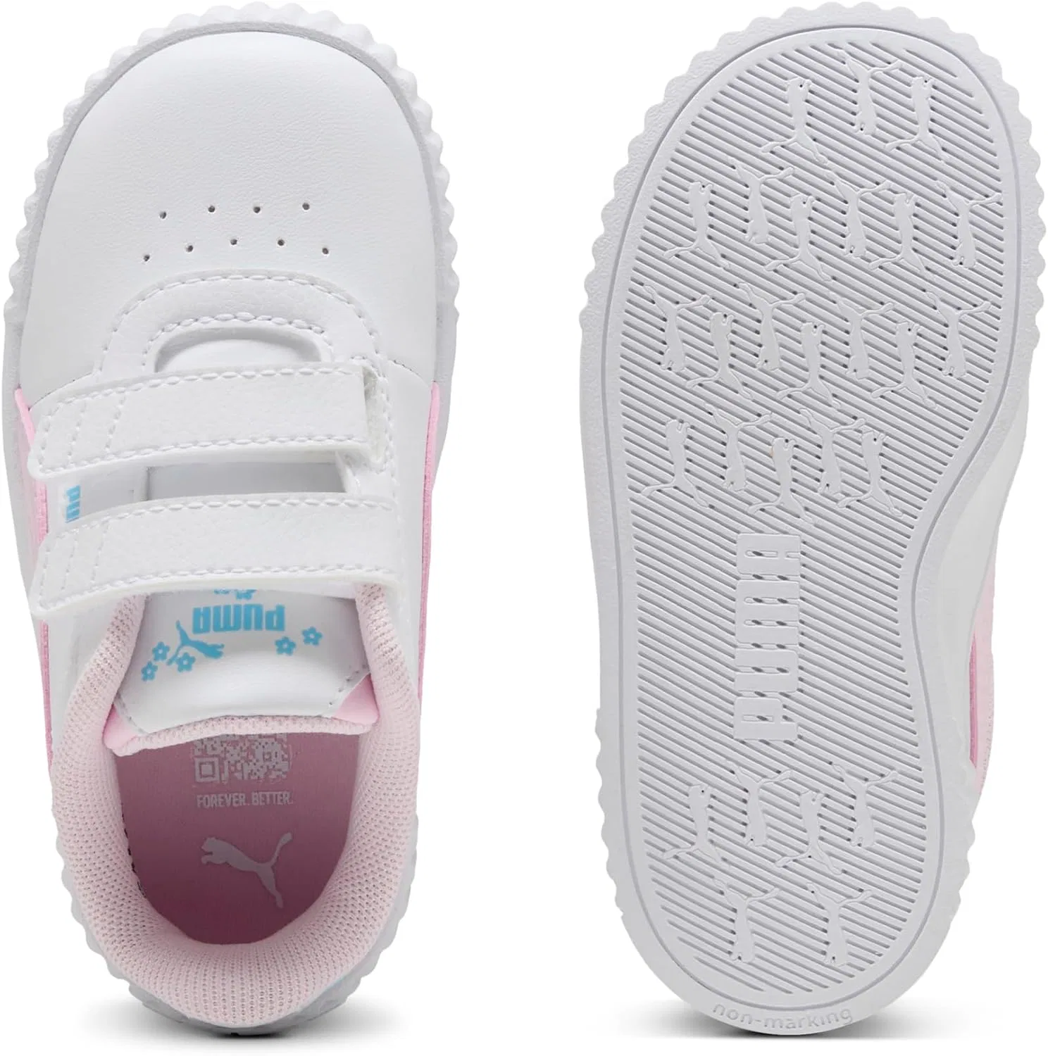 Детские кроссовки для девочек Carina 3.0 PUMA, Puma White-Pearl Pink — фото 4