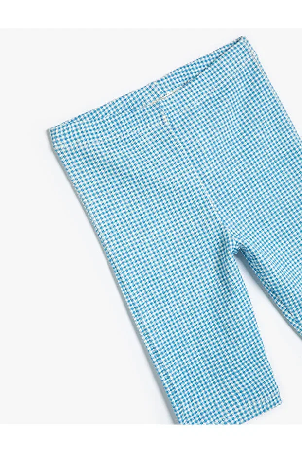 Детские леггинсы для девочек хлопковые Basics Koton, Blue Plaid — фото 3