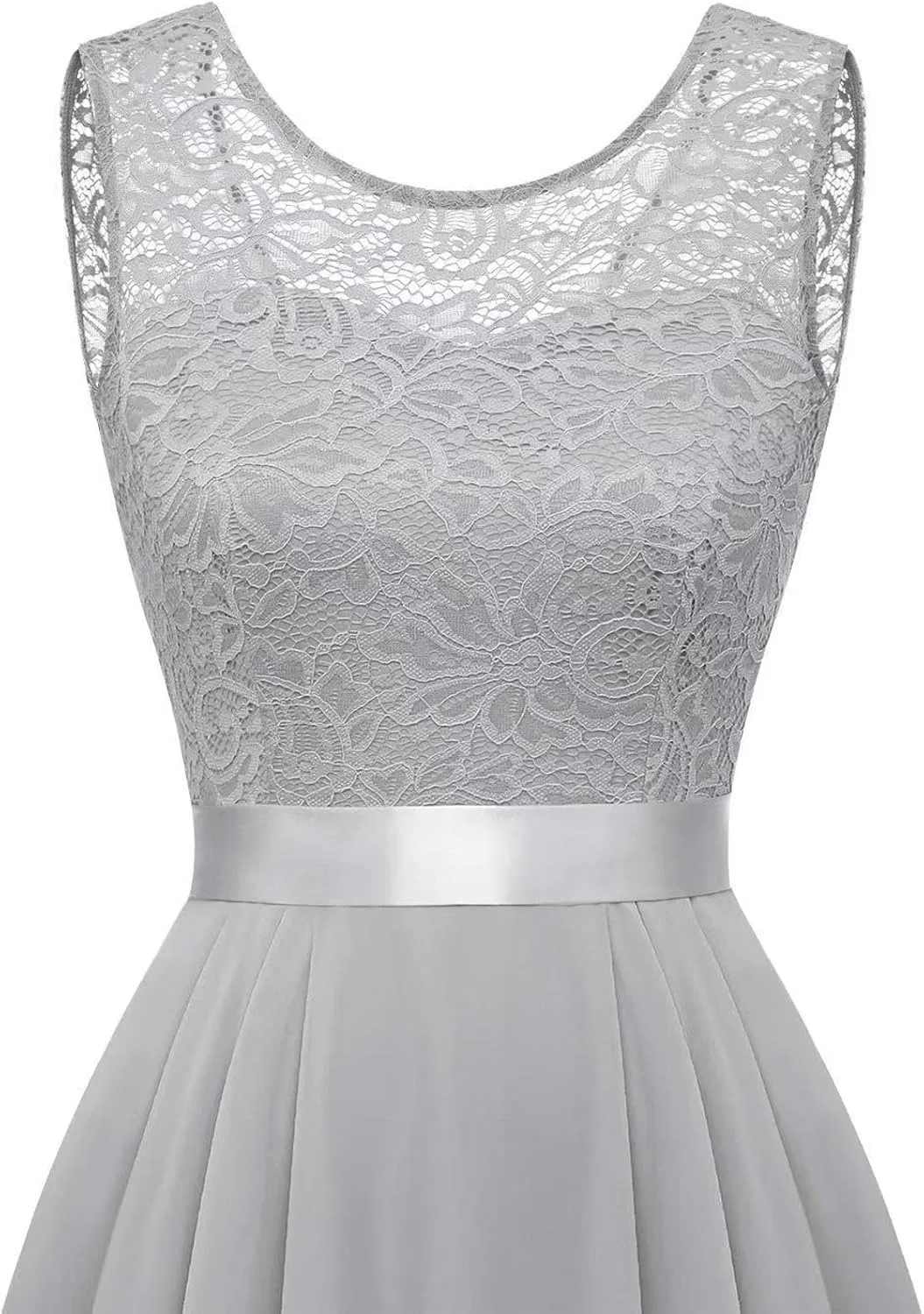 Женское коктейльное платье с кружевом Sleeveless Lace Cocktail Dress, Grey — фото 4