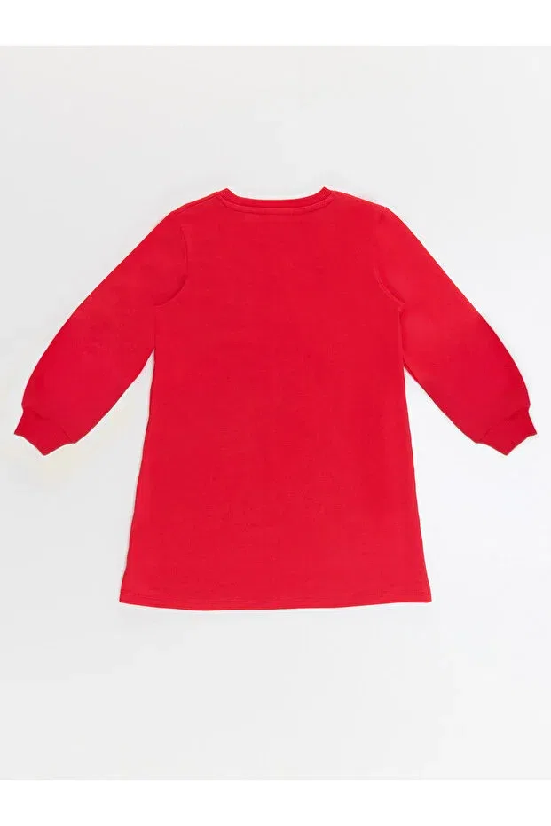Детское платье для девочек с длинным рукавом с принтом Floral girl's red dress Mshb&G, Red — фото 4