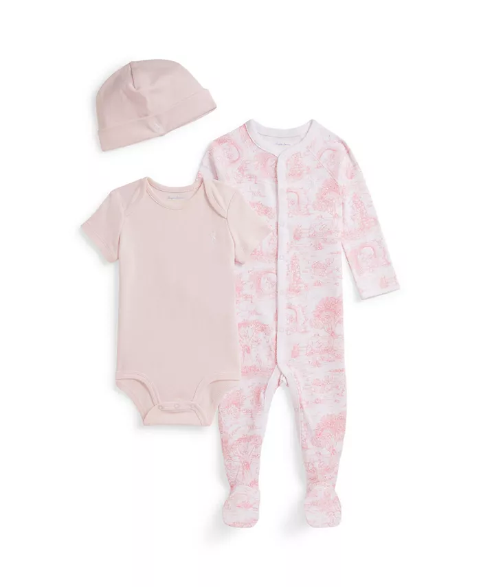 

Детский хлопковый подарочный набор из 3 предметов для мальчиков и девочек Polo Ralph Lauren, розовый