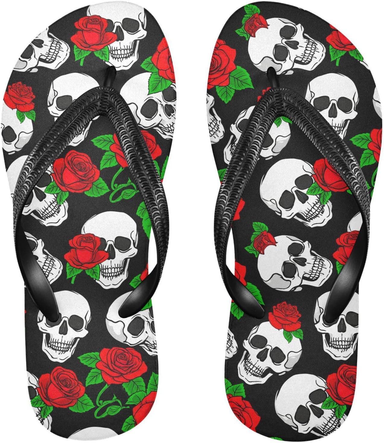 

Женские и мужские пляжные шлепанцы с цветочным рисунком Skull Flowers, летние повседневные сандалии 2301720 Kfbe