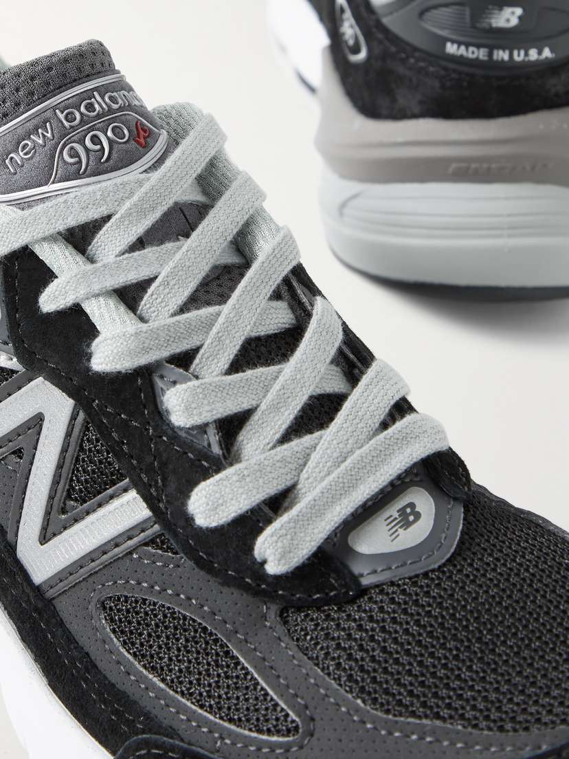 Кроссовки из замши и сетки с кожаной отделкой 990v6. New Balance, черный — фото 4