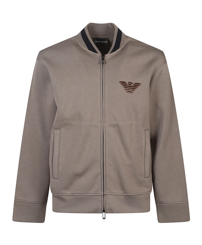 

Тюнинговая толстовка из двойного трикотажа с застежкой-молнией, воротником-стойкой и нашивкой в виде орла. Emporio Armani, бежевый