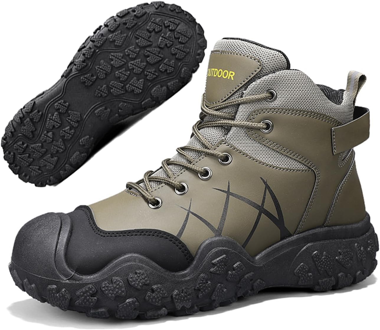 

Мужские кожаные походные ботинки на платформе, комфортные, дышащие, с противоударной подошвой, для трекинга, легкие, нескользящие, охотничьи ботинки Nejkg, зеленый