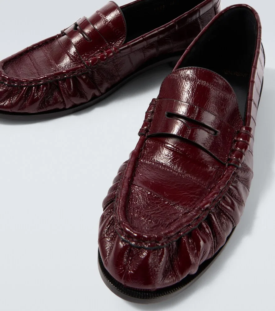 Лоферы Le Loafer из кожи угря Saint Laurent, бургунди — фото 3