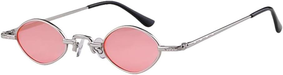 

Ретро круглые тонкие солнцезащитные очки для женщин в миниатюрной ромбовидной оправе, маленькие металлические овальные солнцезащитные очки красного цвета MTZJH, C4 Pink