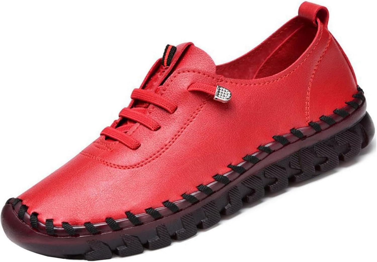 

Женские балетки с плоской подошвой, мягкой подошвой, круглым носком, дышащие, противоскользящие, для ходьбы, лоферы для мам, осенне-зимние повседневные туфли, удобные, легкие, для прогулок Generic, красный