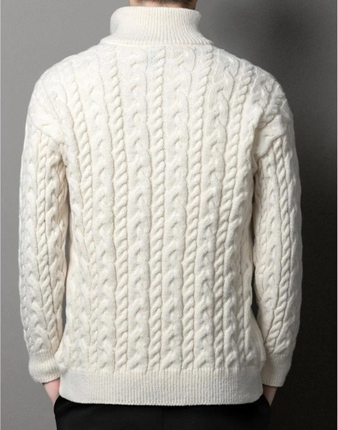 Мужской кардиган с двумя молниями Regular Full Zip Up Stand Collar зимний Casual Slim Fit — фото 3