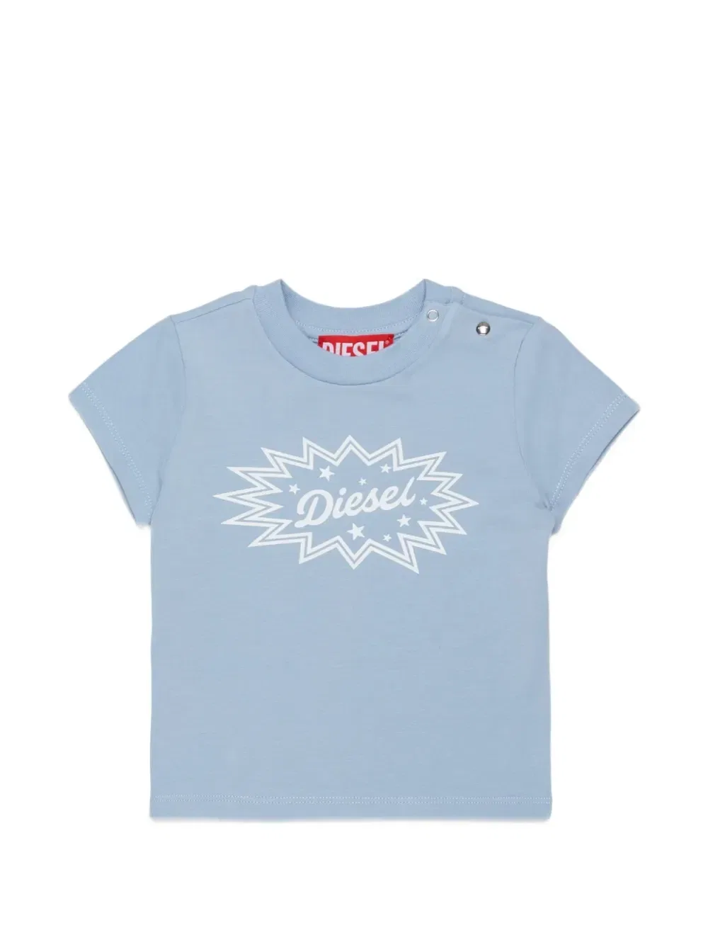 Футболка с логотипом и пуговицами на плечах Diesel Kids, синий