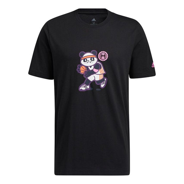 

Футболка panda tee funny cartoon printing basketball sports round neck short sleeve black Adidas, черный