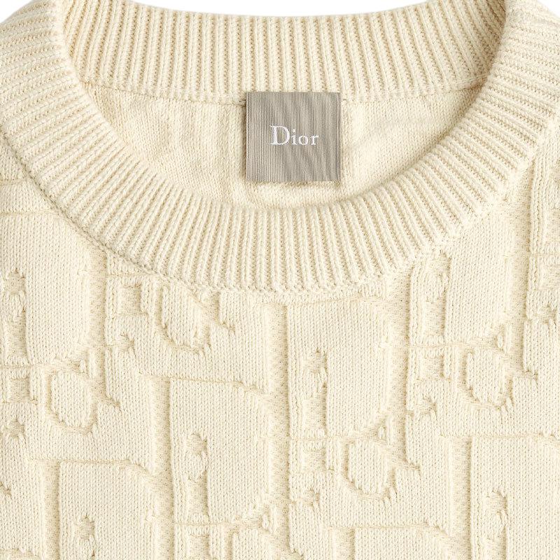 DIOR Трикотажный свитер мужской Ecru с круглым вырезом Moderate — фото 3
