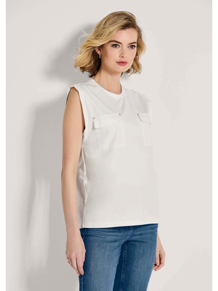 

MADELEINE Топ без рукавов с блестящим акцентом кремового цвета