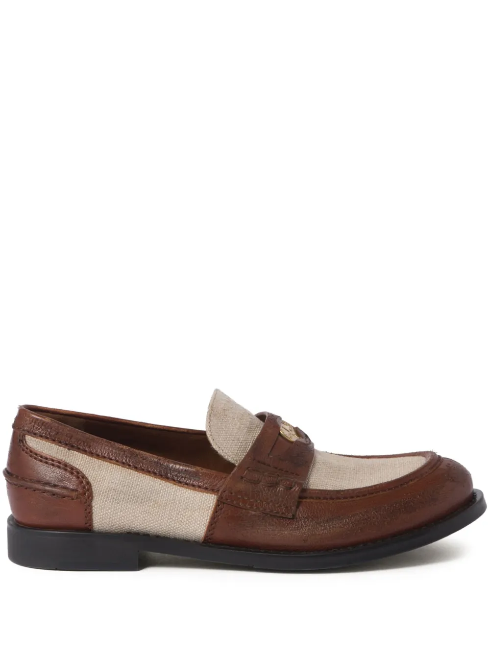 Пенни-лоферы со вставками MIU MIU, коричневый