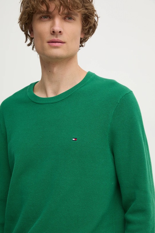 Хлопковый свитер Tommy Hilfiger, зеленый — фото 4