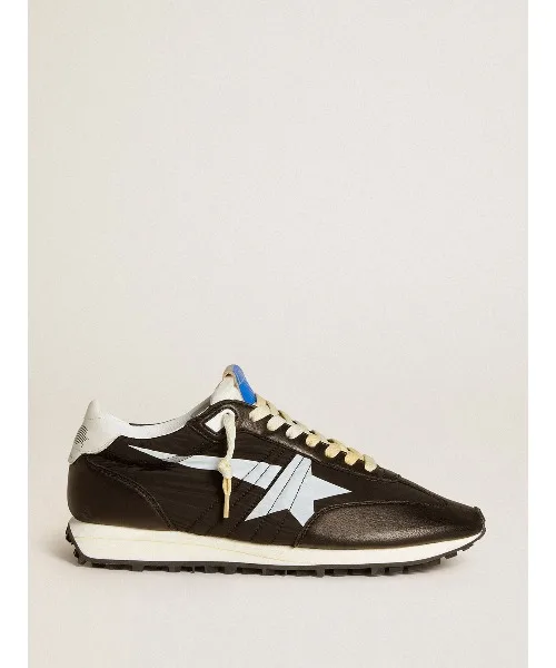 Мужские кроссовки Marathon из нейлона и кожи GOLDEN GOOSE с белой звездой чёрные