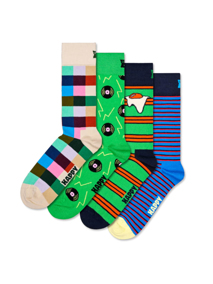 

Happy Socks Подарочный набор из 4 белых носков с рисунком виниловой пластинки