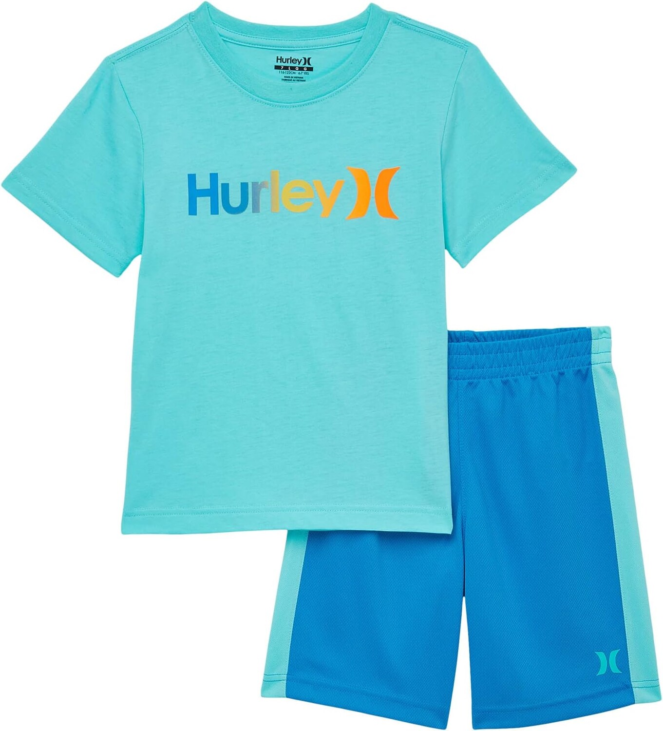 

Детский набор Hurley Graphic T-Shirt and Shorts Two-Piece Set, цвет Aurora Green/Blue