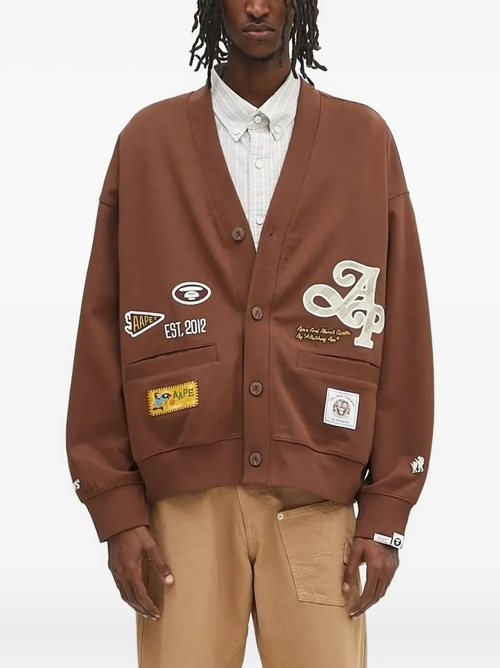 

Кардиган с нашивками AAPE BY *A BATHING APE, коричневый