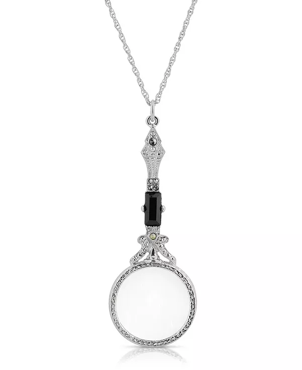 

Серебристо-Черное ожерелье с гематитом в виде лупы 2028, black