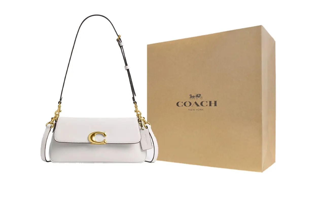 

COACH Кожаная портативная сумка через плечо среднего размера женская белая