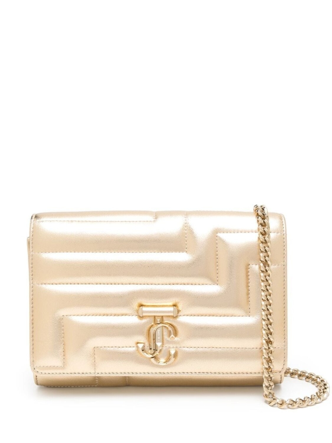 

Стеганый клатч Jimmy Choo с эффектом металлик, золотистый