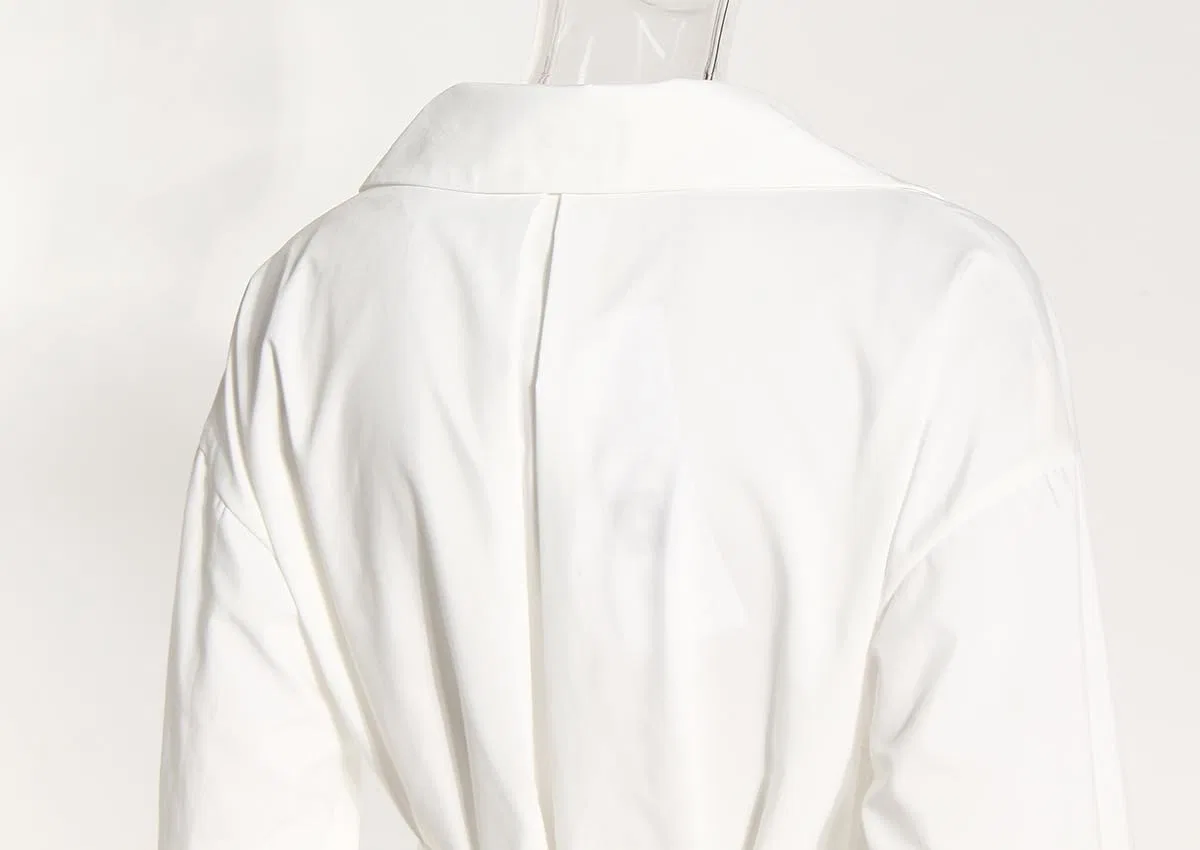 Женское летнее платье с лацканами и однобортной застежкой, White — фото 2