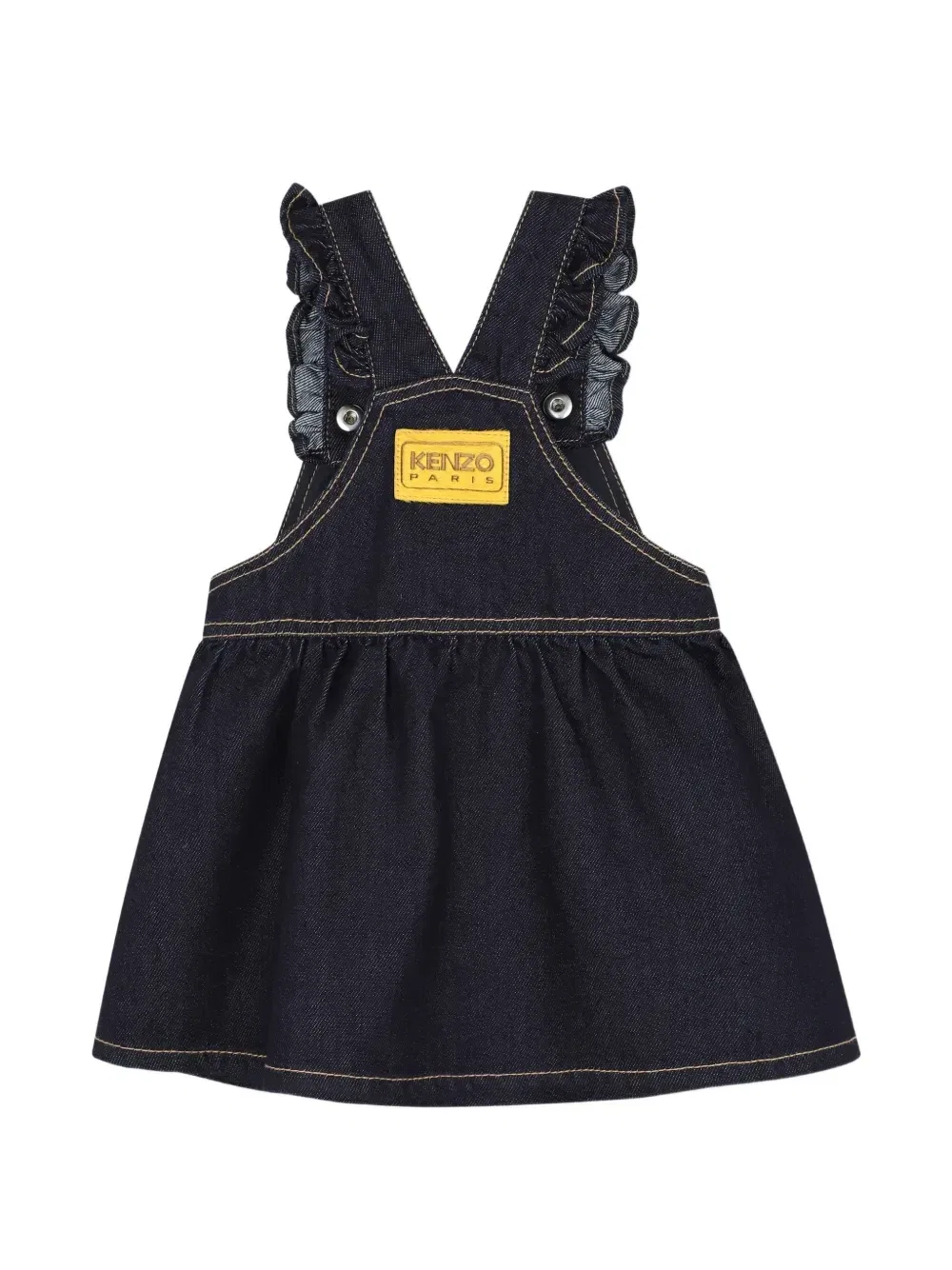 Платье с оборками и нашивкой Kenzo Kids, синий — фото 2
