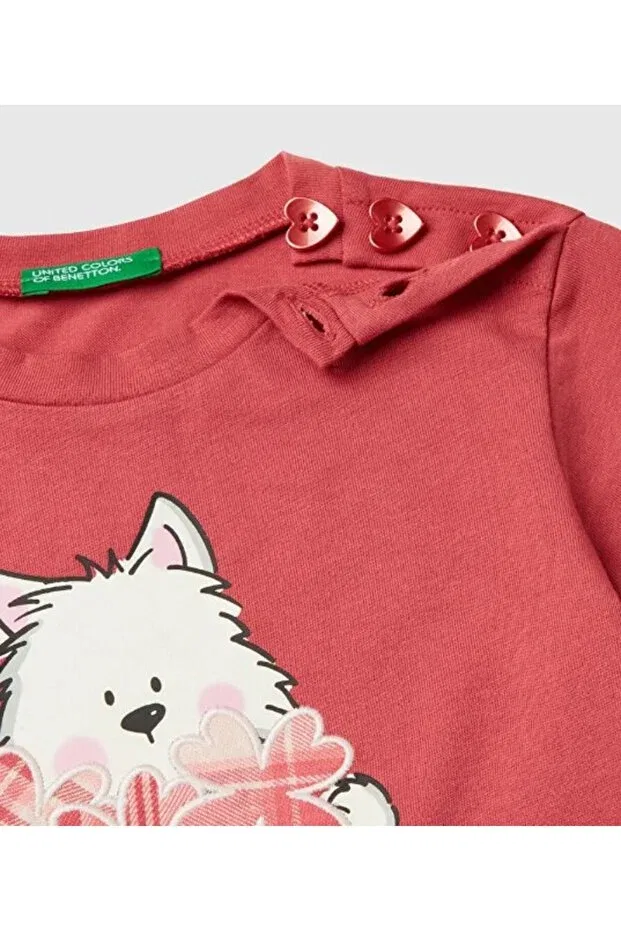 Футболка с принтом «Девочке повезет» и изображением медведя gKB1045 United Colors Of Benetton — фото 2
