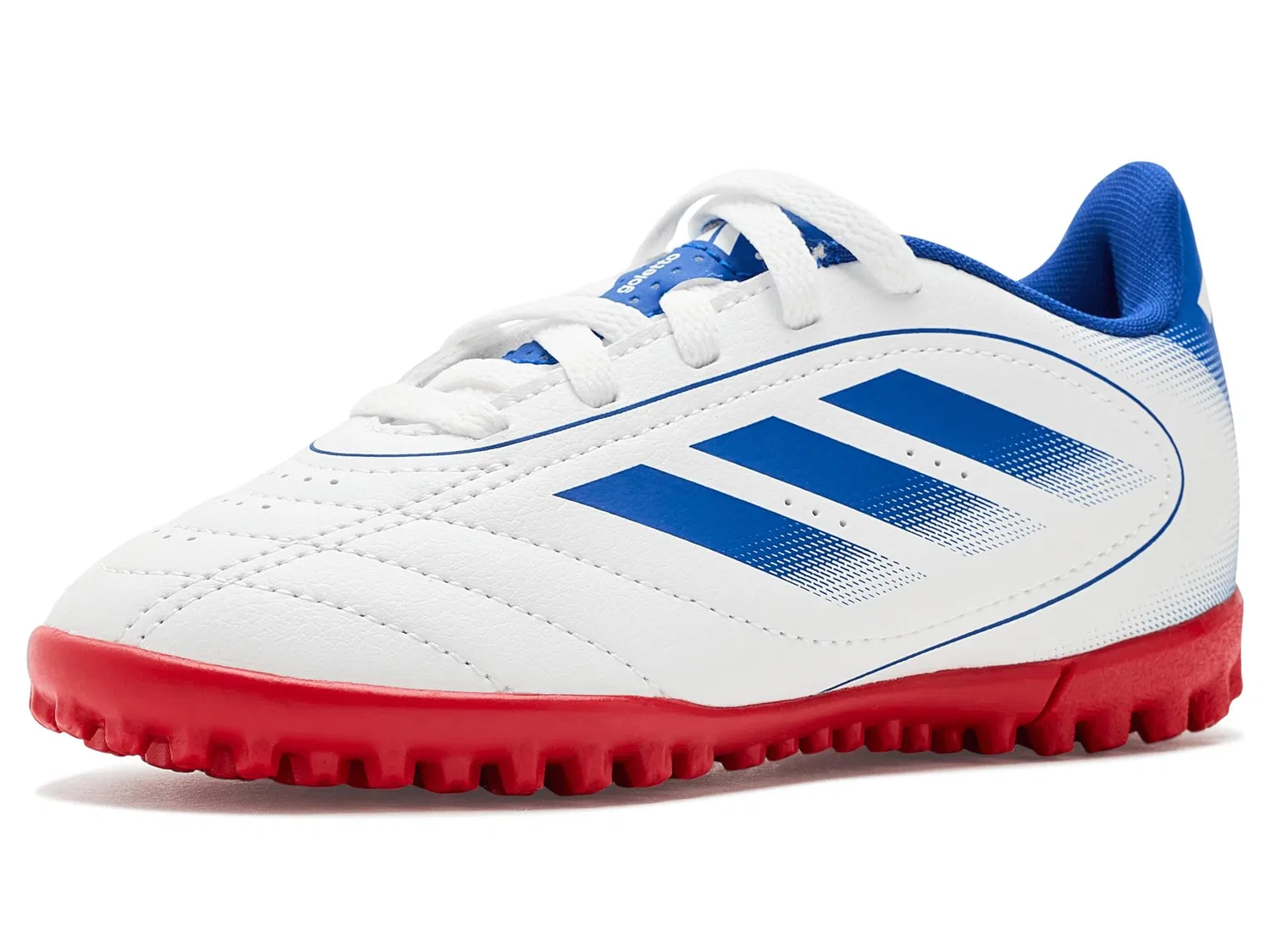 Бутсы Goletto Ix Turf Football (для маленьких и больших детей) Adidas Kids, White/Team Royal Blue/Better Scarlet — фото 2