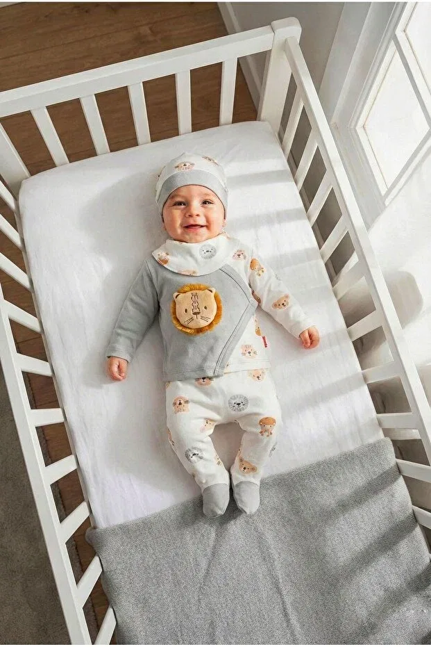 Детский комплект для новорожденных хлопковый Baby Lion And Toy, Yukobaby Bebeğiniz Için En Doğalı, Gray