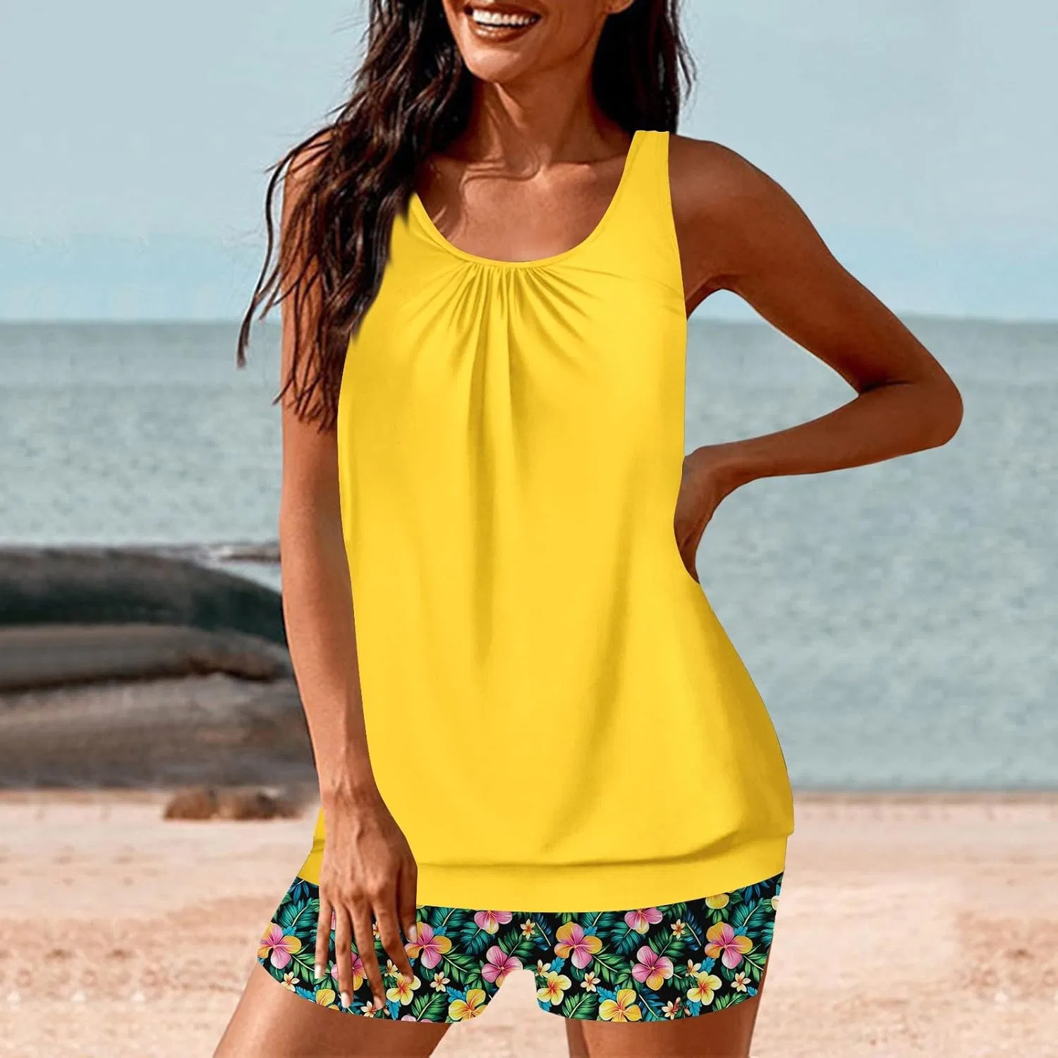 Женский танкини-купальник с принтом пляжный, Sport Beachwear, Multicolor — фото 3