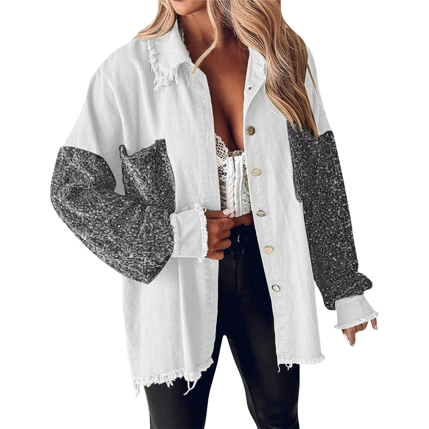 Женская куртка с длинным рукавом Cargidan Y2K Streetwear, bianco
