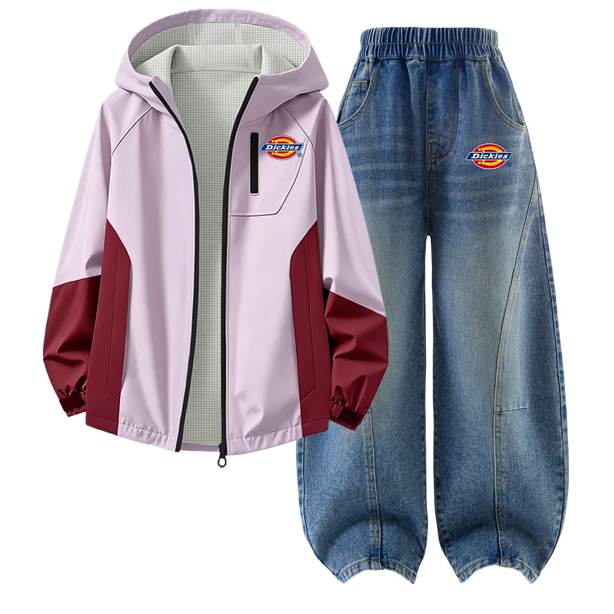 Детский спортивный комплект с капюшоном Dickies, Silicone Standard K Cloud Cherry Blossom Pink+Standard Thick K Denim Blue
