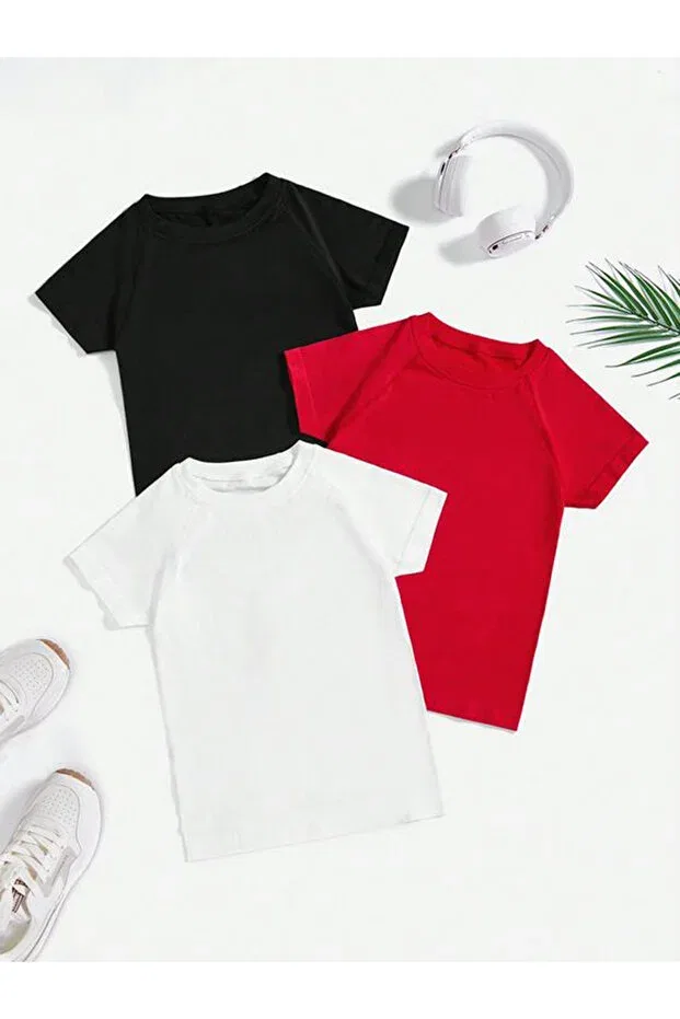Детский комплект футболок с коротким рукавом Cm Buseyiz, Black Red White