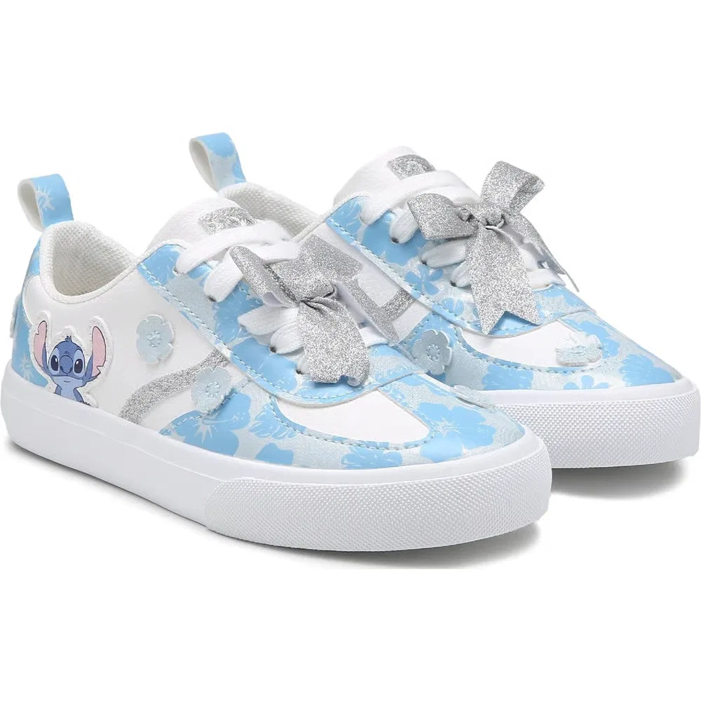 Детские кроссовки с вышивкой Stitch, White/Blue/Silver