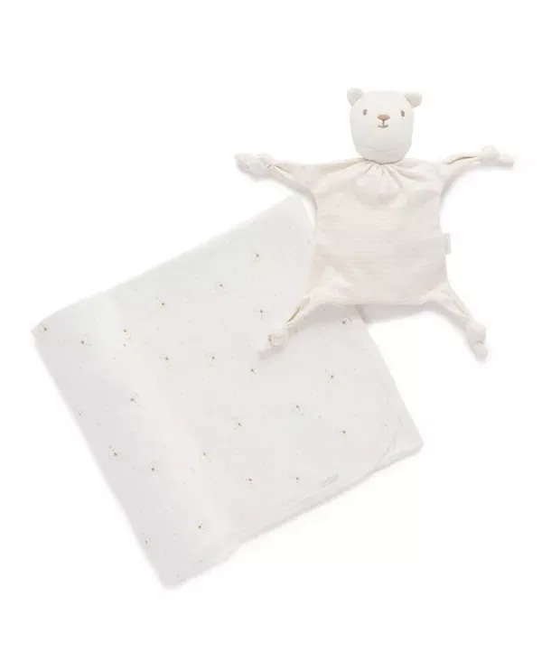 Детский комплект для сна с пеленальным конвертом и игрушкой Purebaby, Vanilla Bear — фото 4