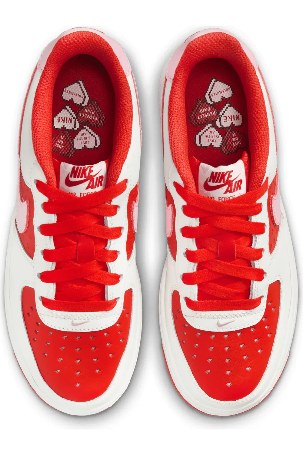 Детские баскетбольные кроссовки с амортизацией Nike Air Force 1, White/Crimson/Red/Pink — фото 3