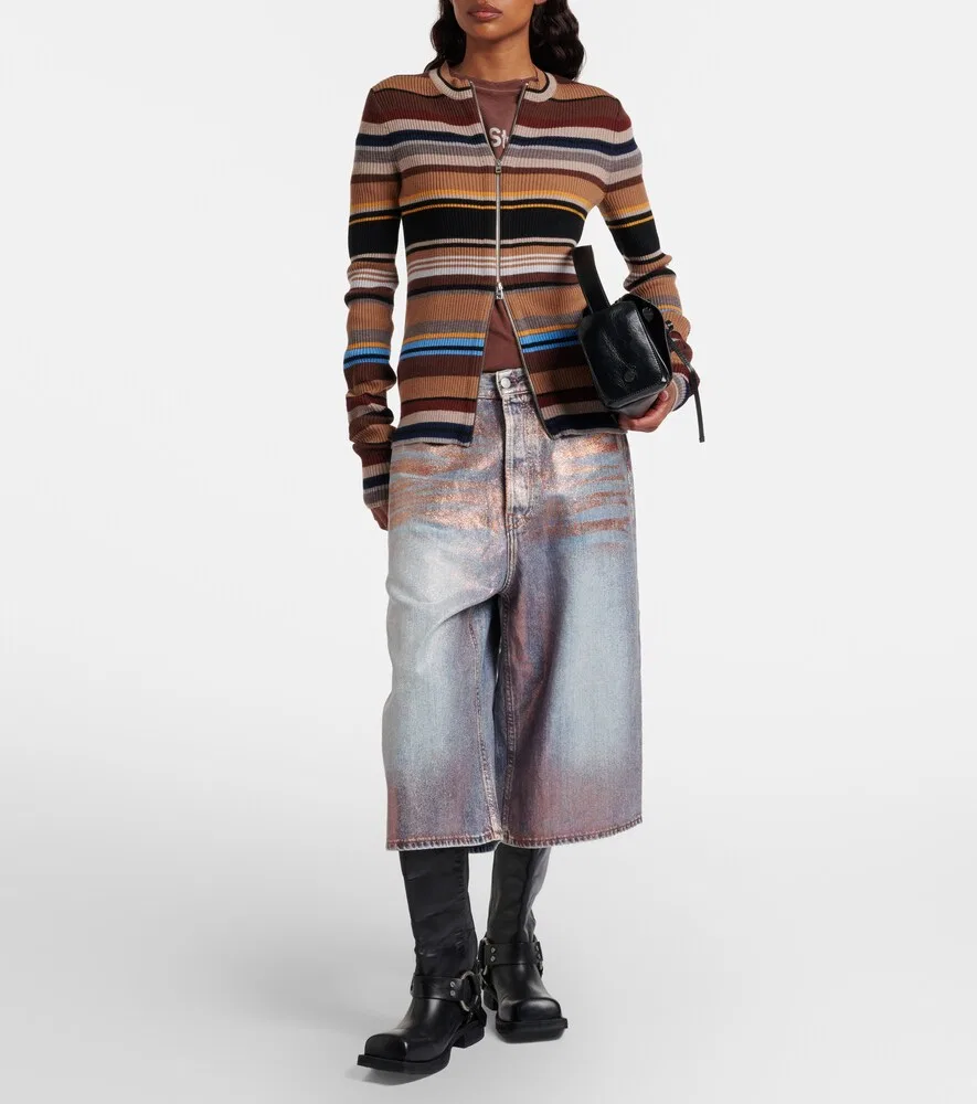 Джинсовые кюлоты с покрытием Acne Studios, синий — фото 2