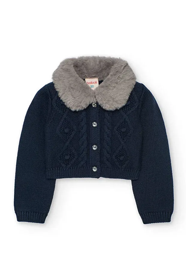 Детское платье-кардиган для девочек хлопковое Boboli, Navy Blue — фото 2