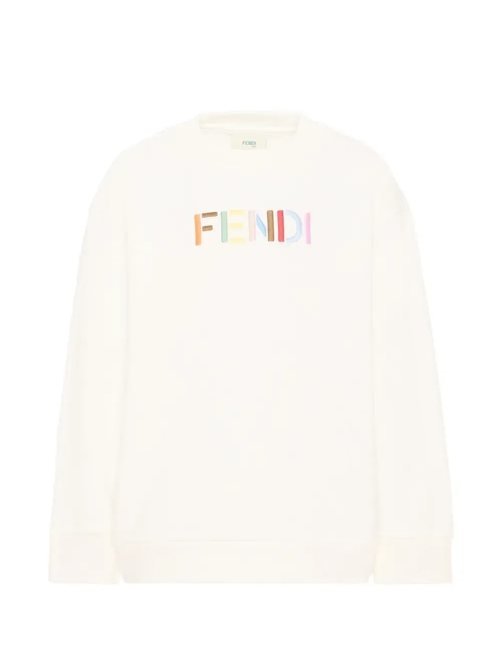 Свитер с вышитым логотипом Fendi Kids, бежевый