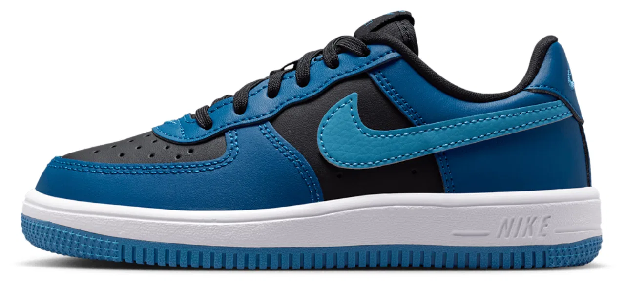 Кроссовки для мальчиков Nike Air Force 1 Low Lace, цвет Black/Dutch Blue/Court Blue — фото 2