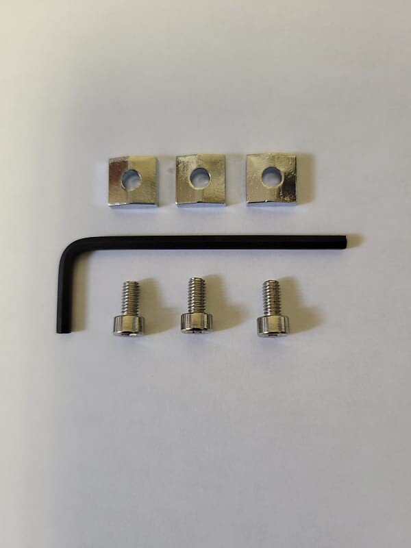 

Накладки для стопорных гаек Floyd Rose 3 шт., хром, 3 винта и шестигранный ключ Lock nut Pads