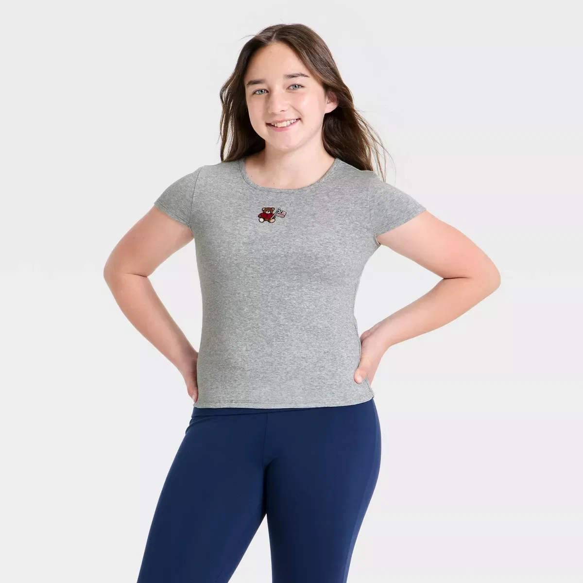Детская футболка для девочек с вышивкой Sunshine Graphic art class GIRLS ART CLASS, Heathered Gray