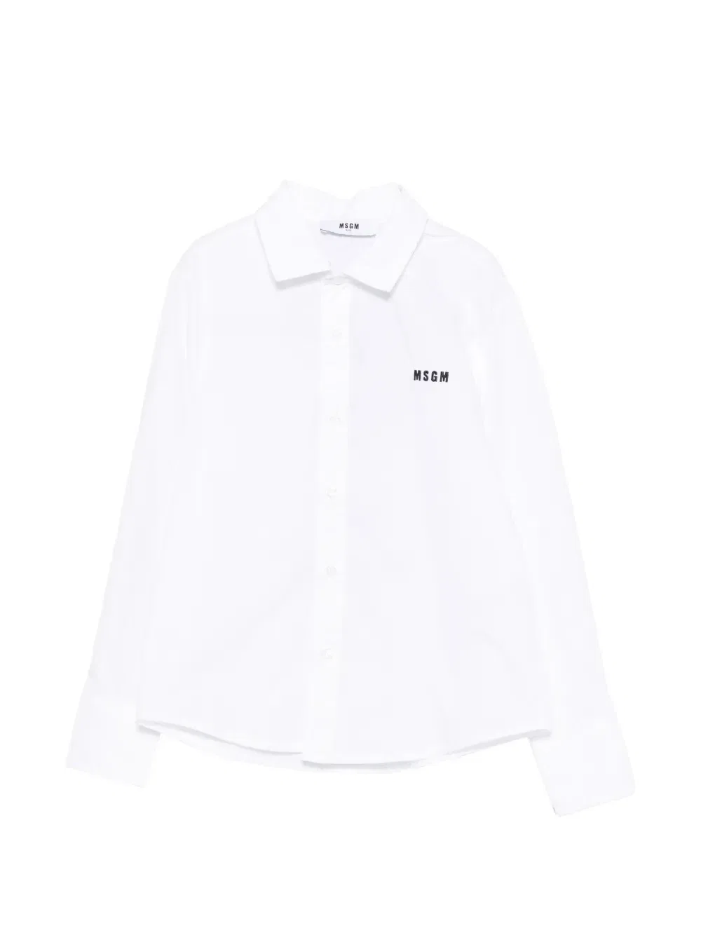 Рубашка с вышитым логотипом и принтом-слоганом MSGM Kids, белый