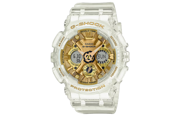 

Женские часы CASIO с двойным дисплеем жидкокристаллическим и аналоговым в золотом исполнении